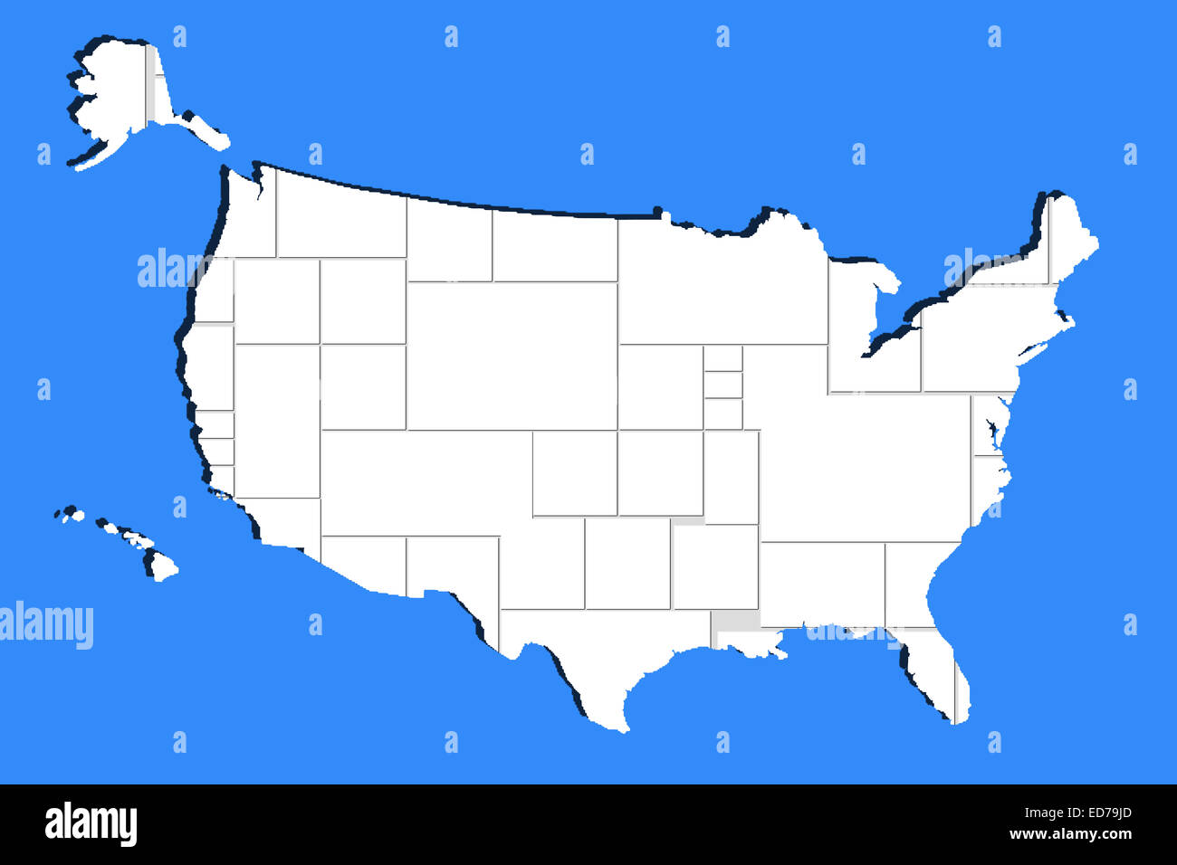 blank empty photo frame in USA Map Shape on blue Stock Photo