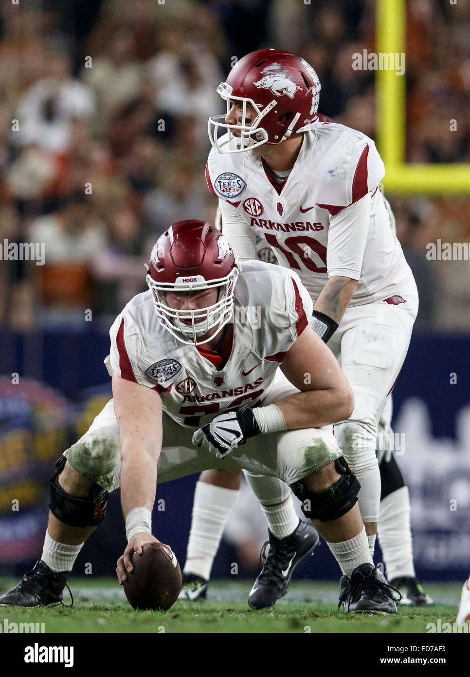 December 29, 2104: Arkansas Razorbacks center Luke Charpentier (75) and ...
