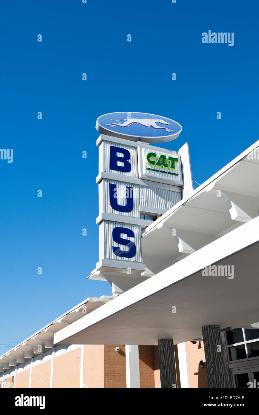 Greyhound bus terminal, transportation hub, Chatham Area Transit (CAT) in Savannah Georgia. Stock Photo