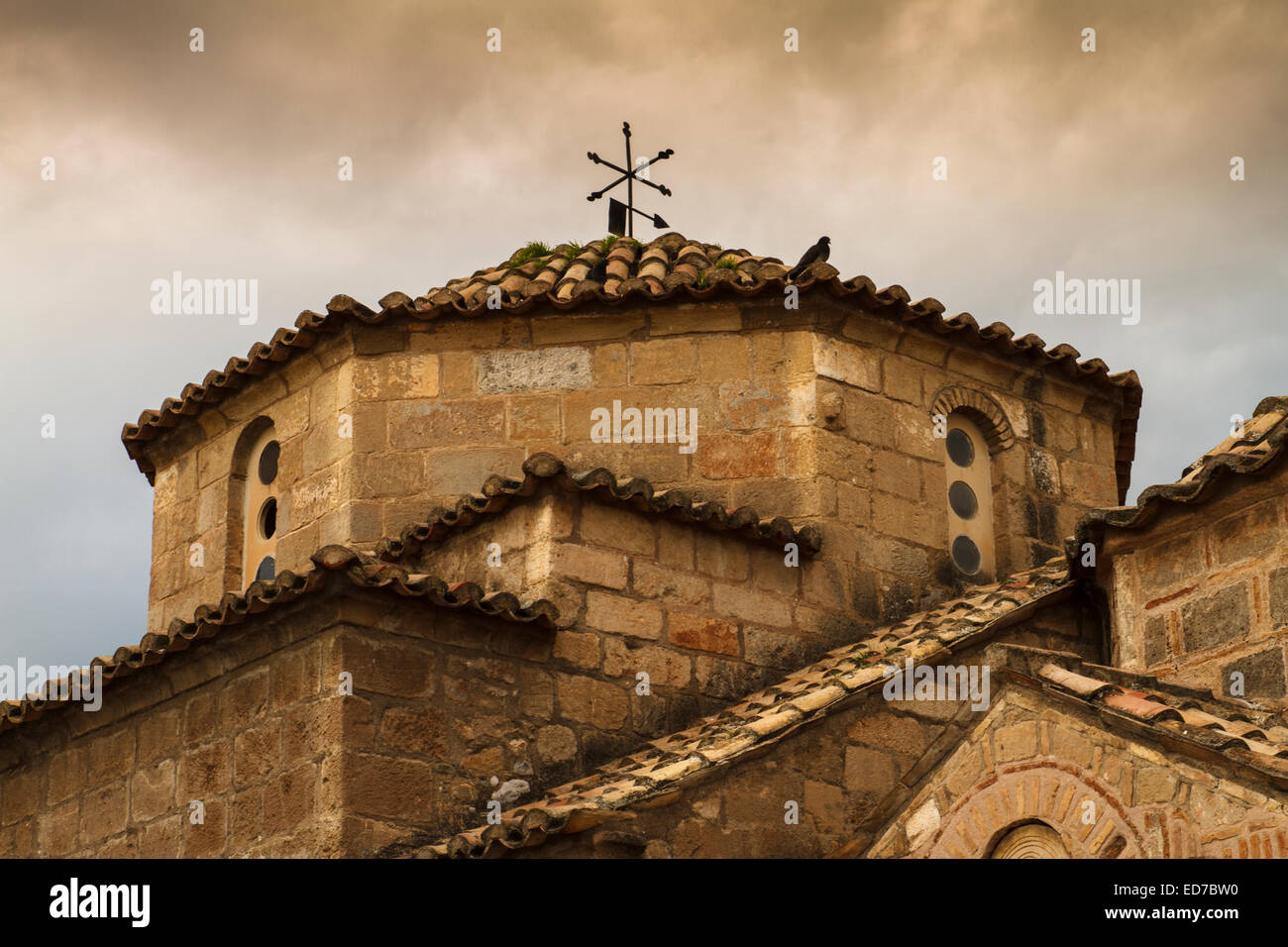 The dome of the byzantine church of Agioi Apostoloi at Kalamata city. Messenia, Peloponnese, Greece Stock Photo