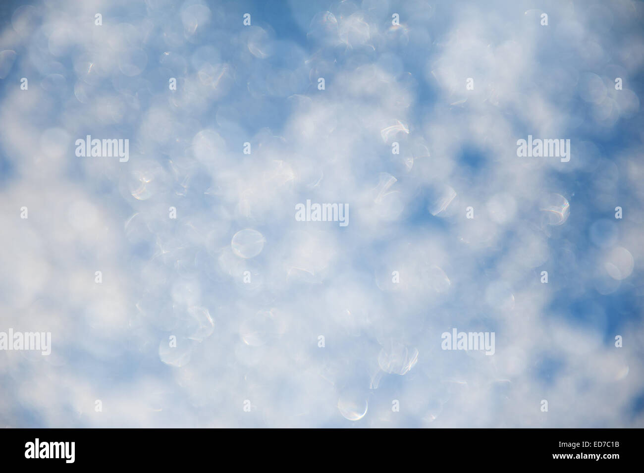 Blue white sparkles bokeh abstract Stock Photo