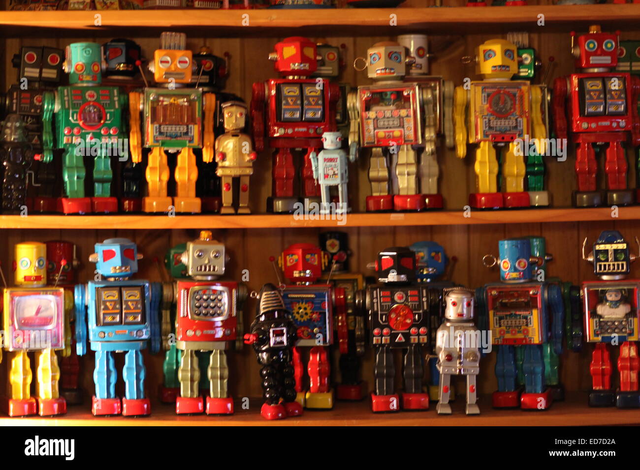Tin Toy Robot Collection Stock Photo