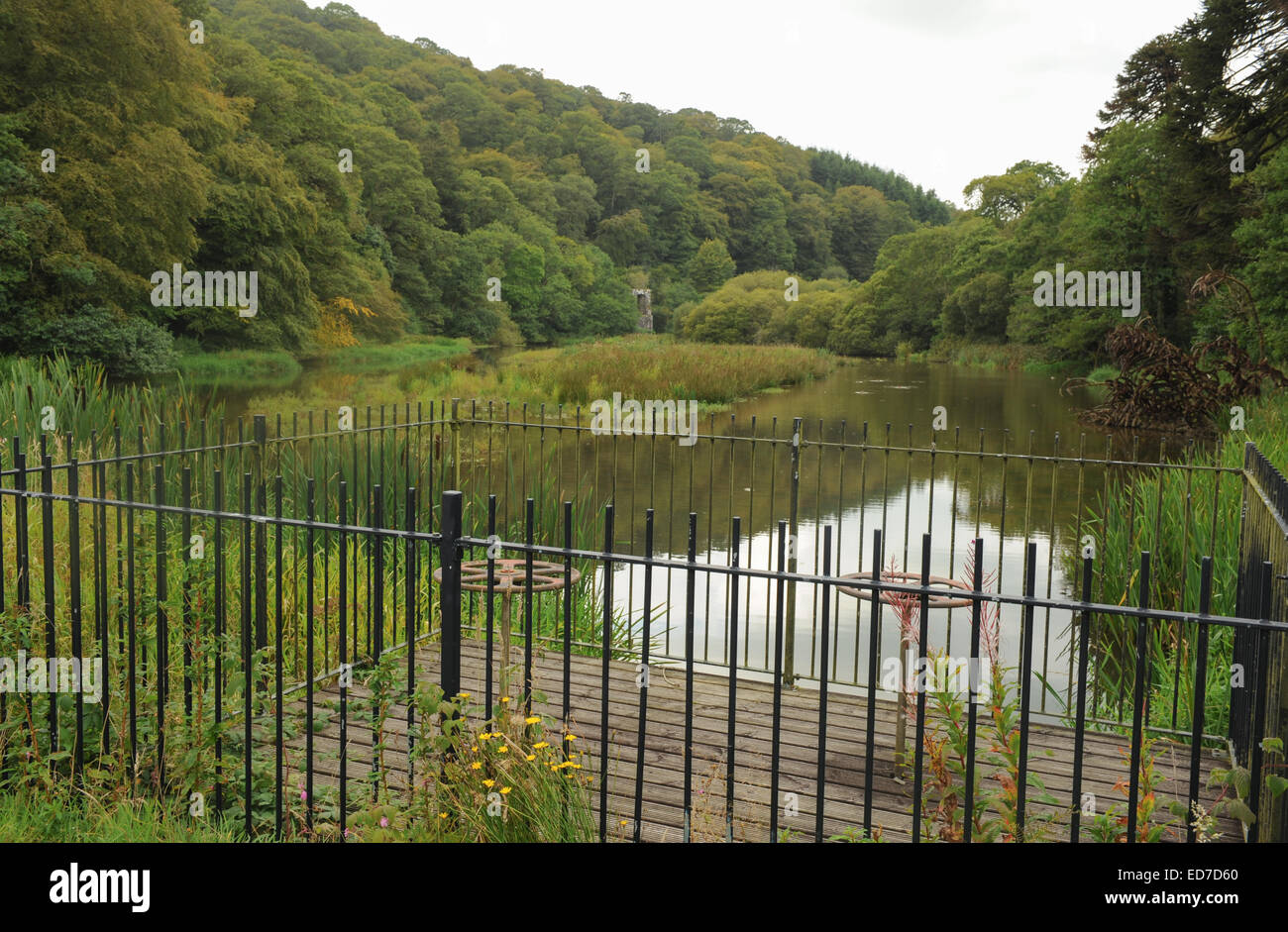 Sluice on Lower Lake, Old Lake Walk at Arlington Court, Barnstaple