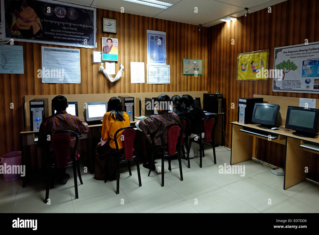 Locals using computers in a computer learning center in the city of