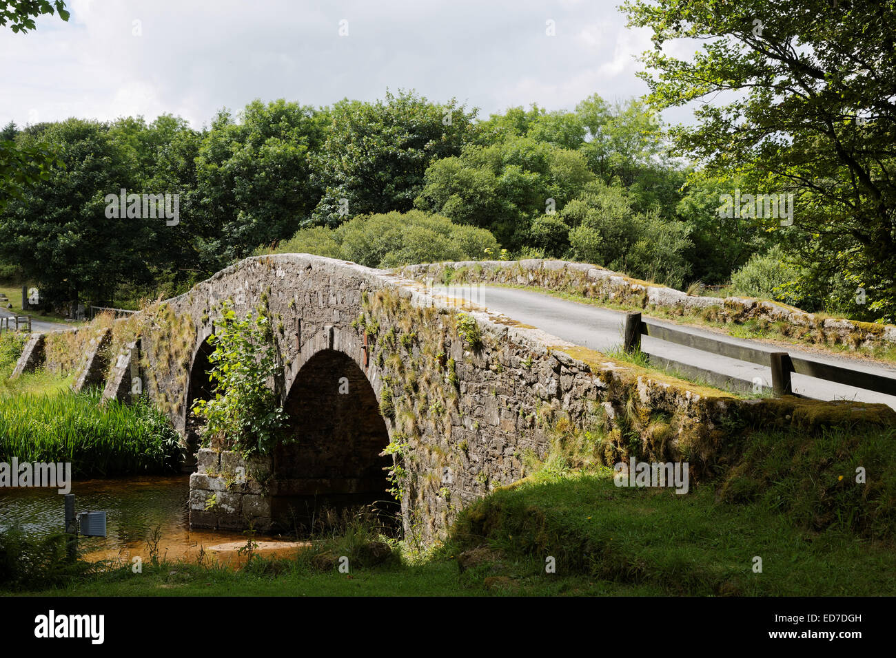 The old bridge of Two Bridges, Dartmoor National Park, Devon, UK Stock