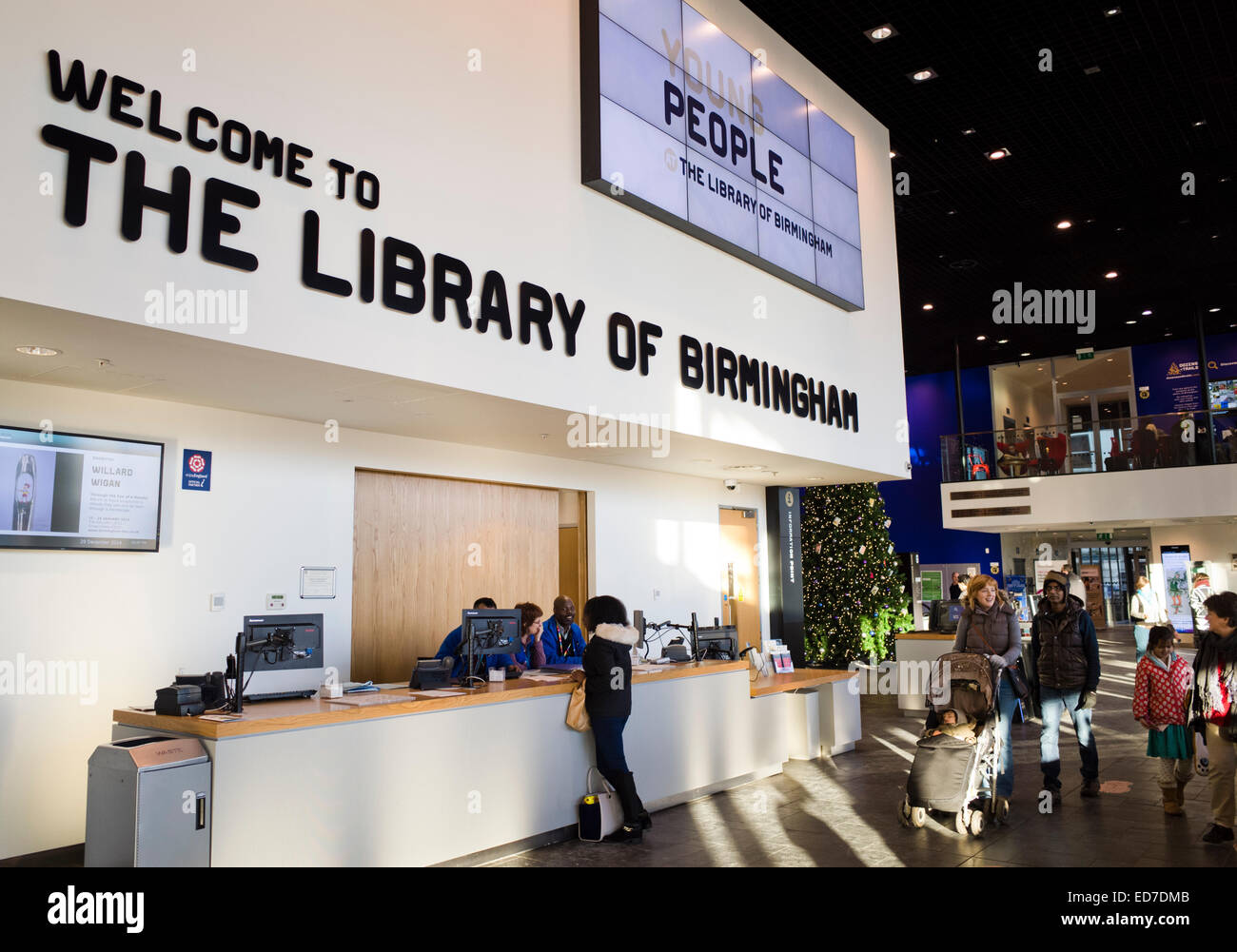 The reception desk inside The Library of Birmingham in England UK Stock ...