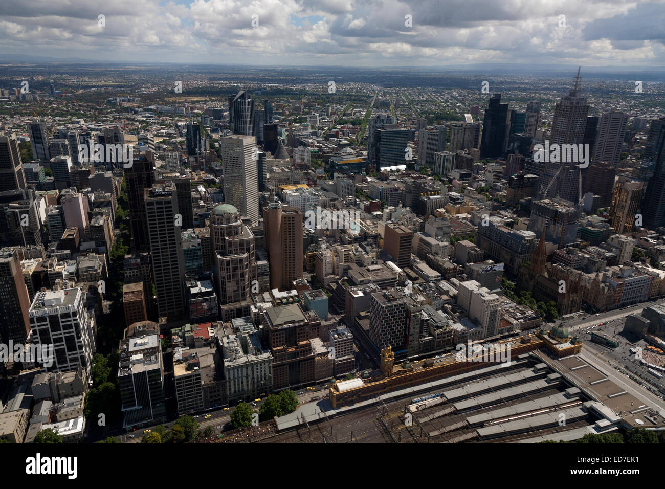 Aerial view of the Melbourne CBD from Eureka Tower Melbourne Victoria Australia Stock Photo