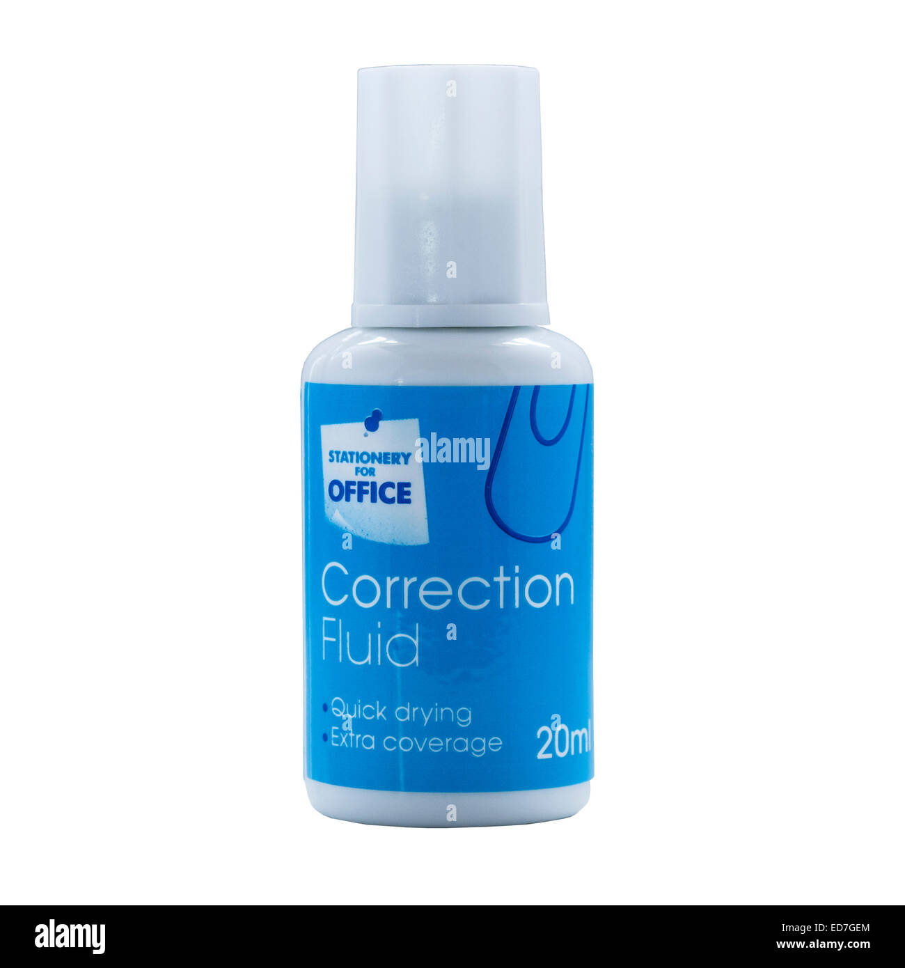 A pot of Correction fluid for painting over ink writing mistakes on a white background Stock Photo