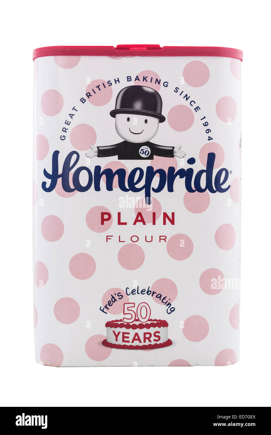 A pack of Homepride plain flour on a white background Stock Photo
