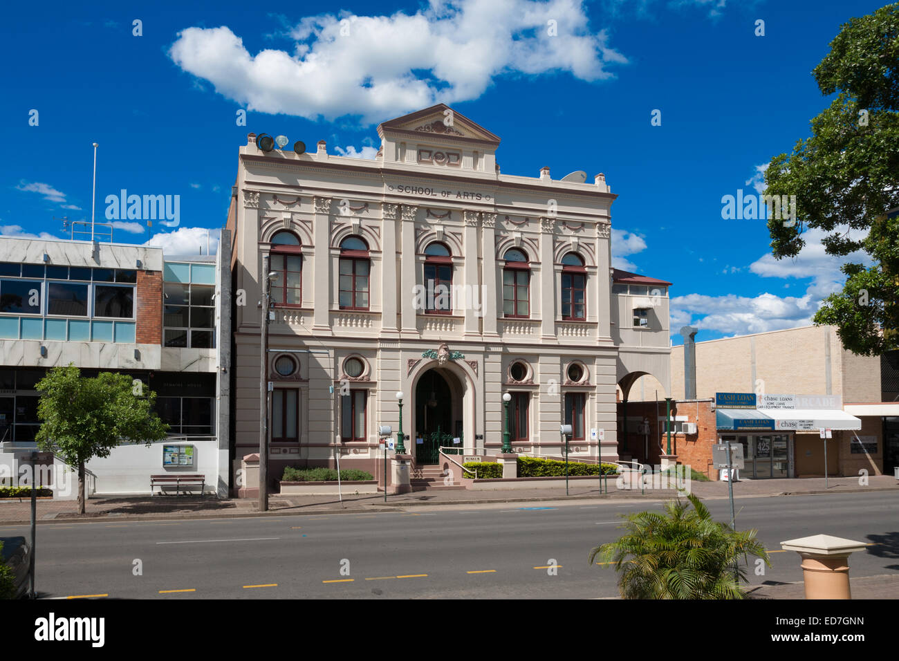 Historic School of Arts building (opened 1888) two storeyed masonry building Maryborough Queensland Australia Stock Photo