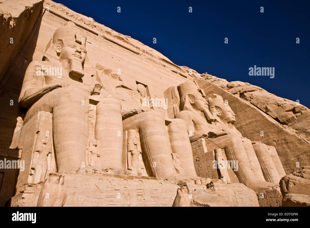 Stone statues in the temple of the Egyptian Pharaoh Stock Photo Alamy