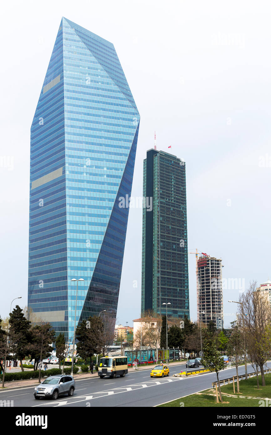 Levent, financial business district - skyscraper Soyak Tower Center, Istanbul Sapphire Tower shopping center Istanbul, Turkey Stock Photo