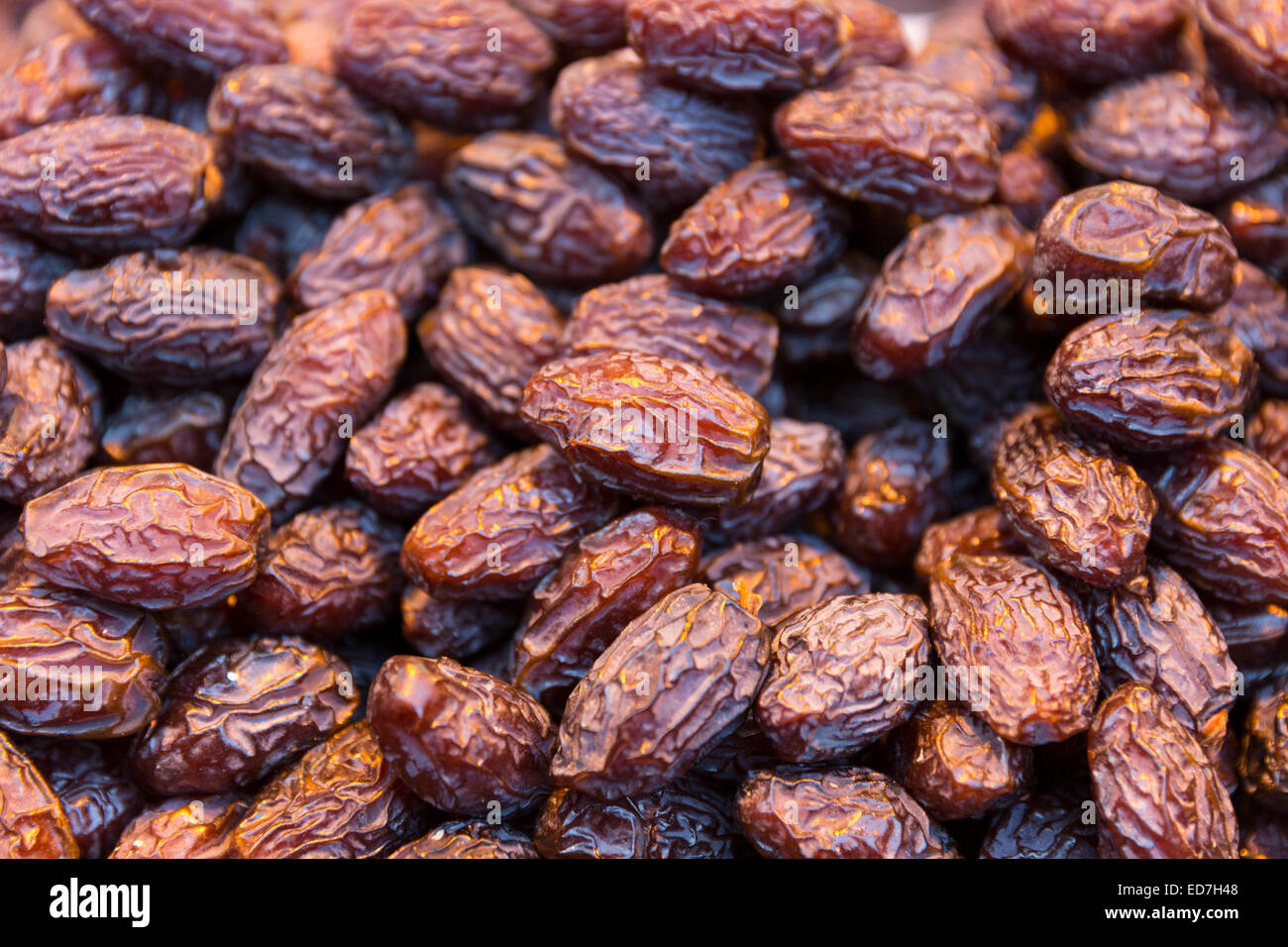Dried Mejool or Medjool dates on display for sale in Misir Carsisi