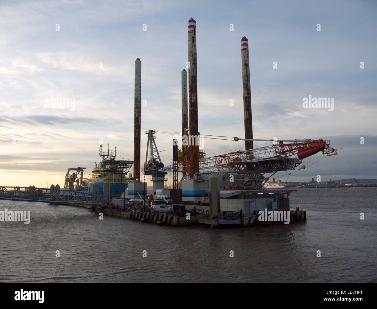 Offshore platform being maintained in Liverpool Docks. Stock Photo