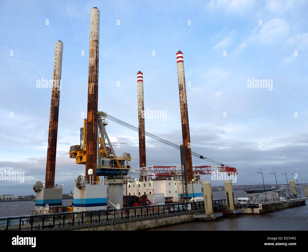 Offshore platform being maintained in Liverpool Docks. Stock Photo
