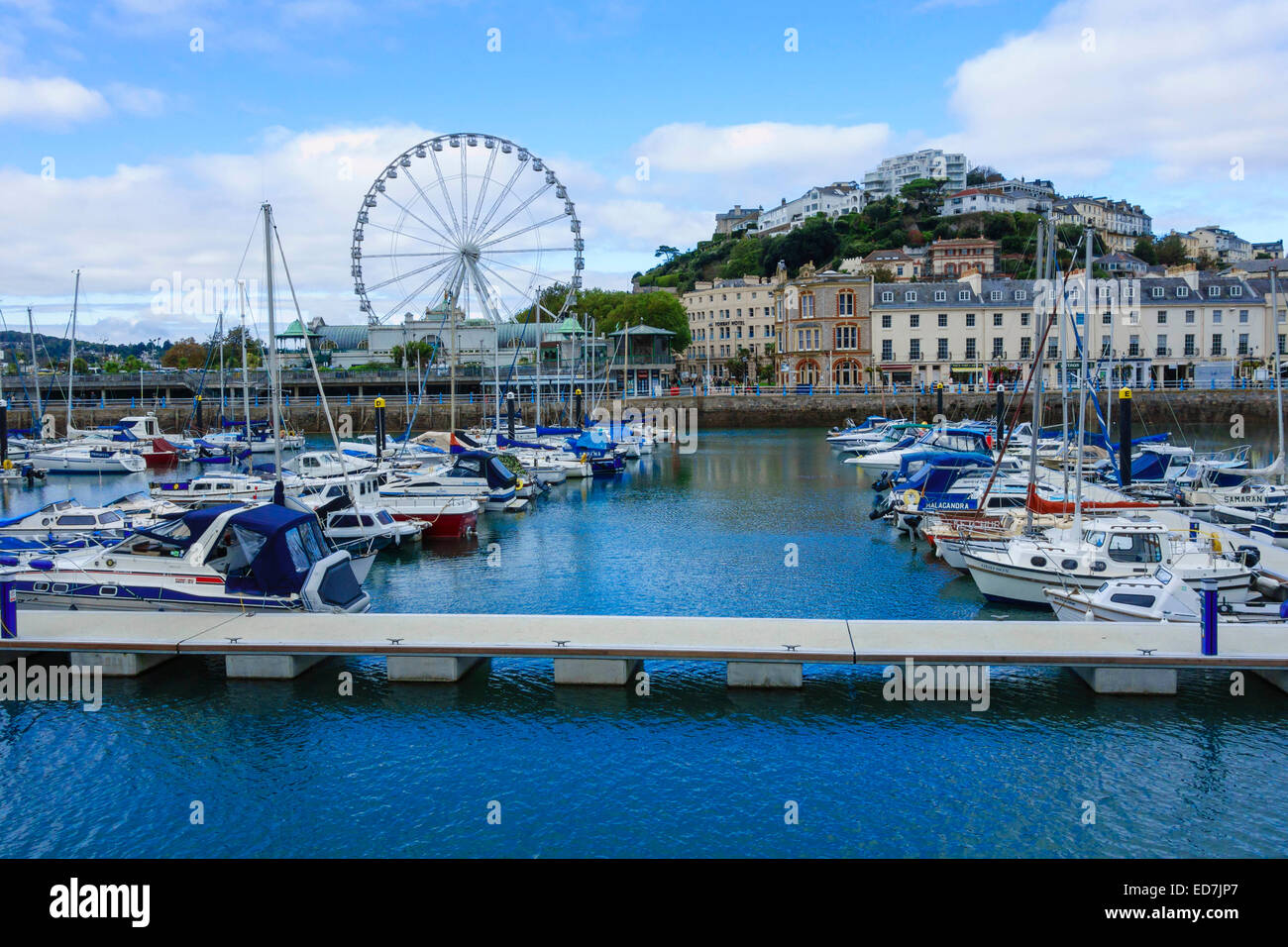 Torquay harbour and big wheel in the background Stock Photo Alamy