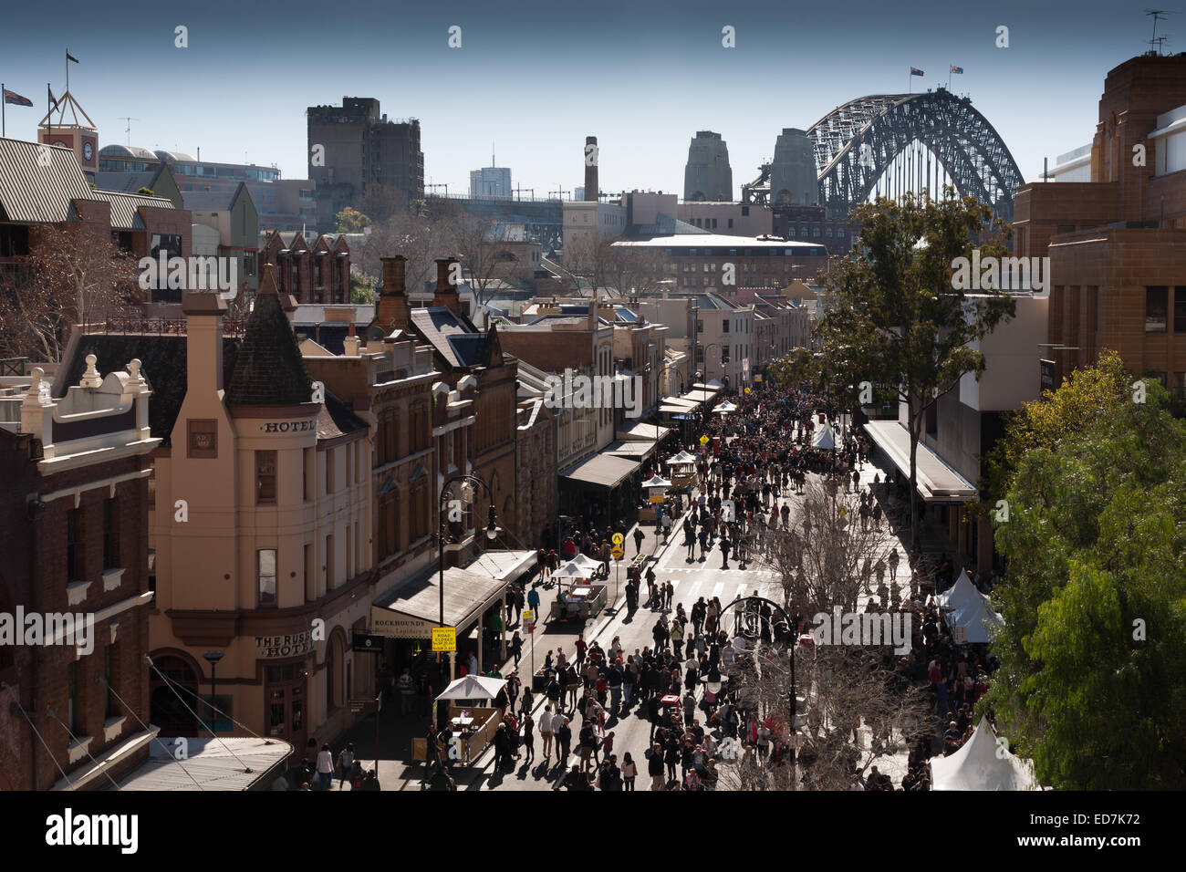 Pedestrians on George Street during the annual festival held in The Rocks Sydney Australia Stock Photo