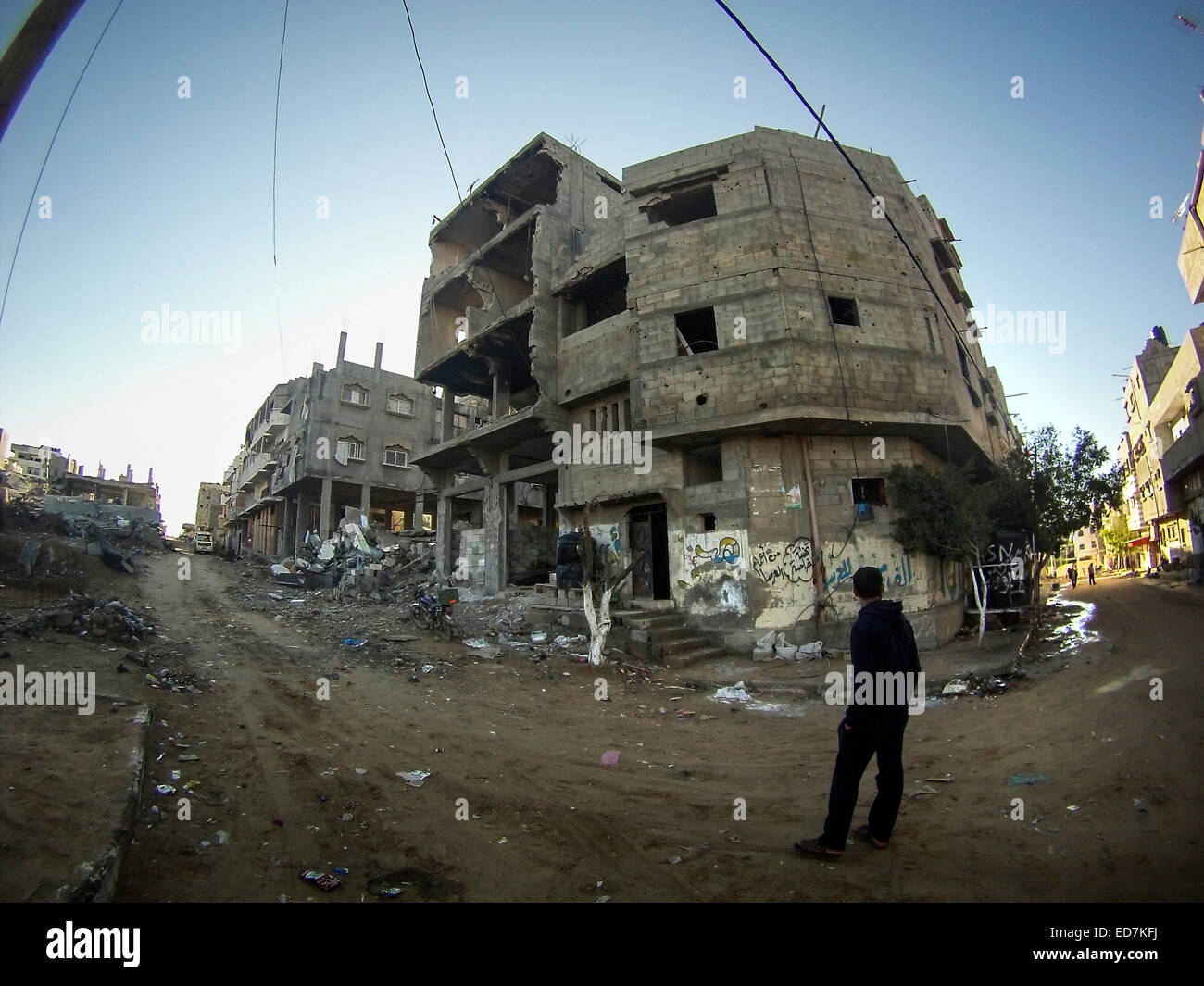 Shujayea in the Gaza Strip. Bombed by Israel during 'Operation Protective Edge'. Stock Photo