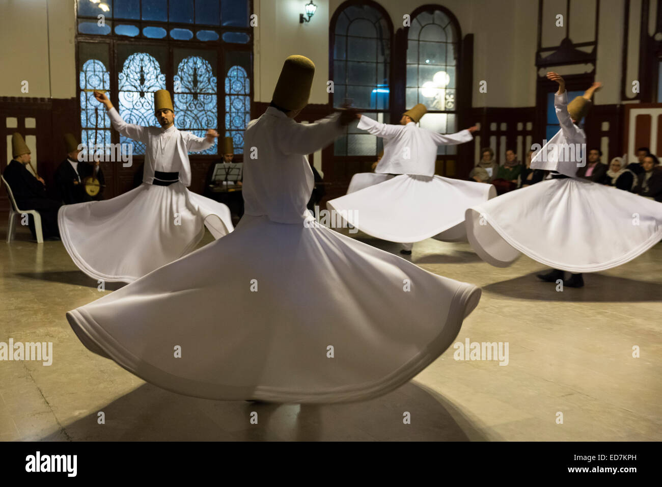 Tourists at Whirling Dervish ayin music performance - Mevlevi Sema ...