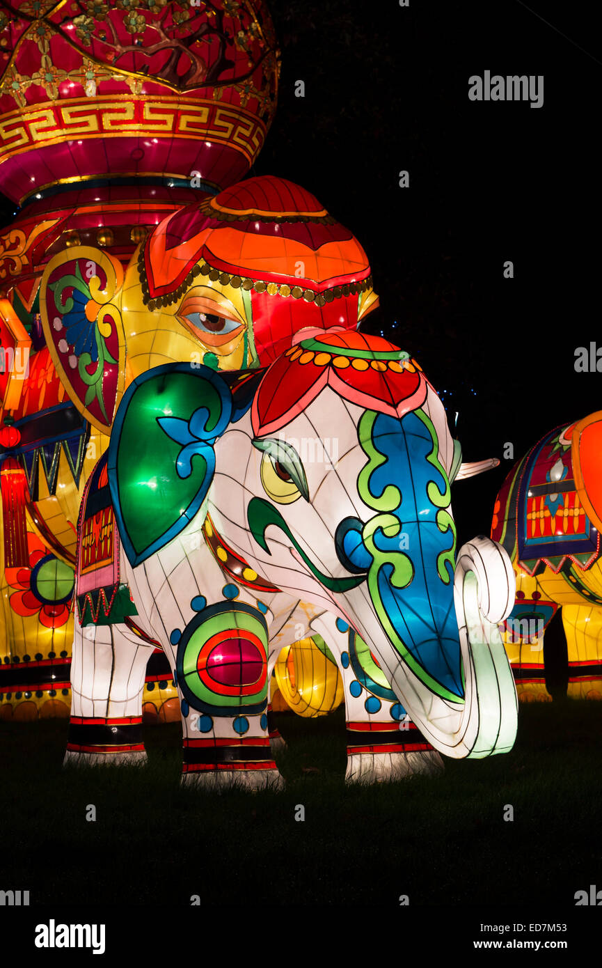 Elephant Chinese Lanterns at Longleat, Warminster, Wiltshire. England Stock Photo