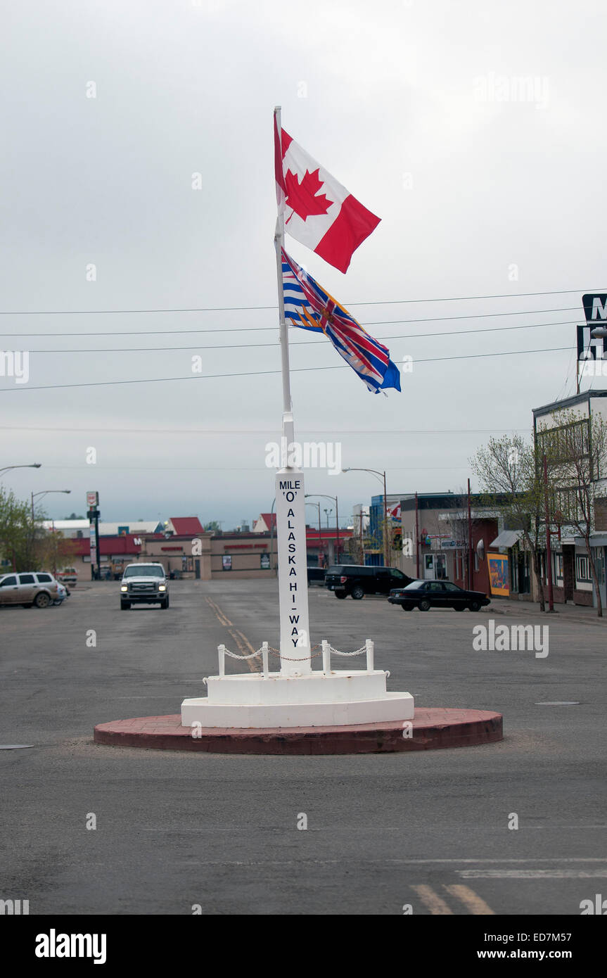 Start of the Alaskan Highway in Dawson Creek  Canada Stock Photo