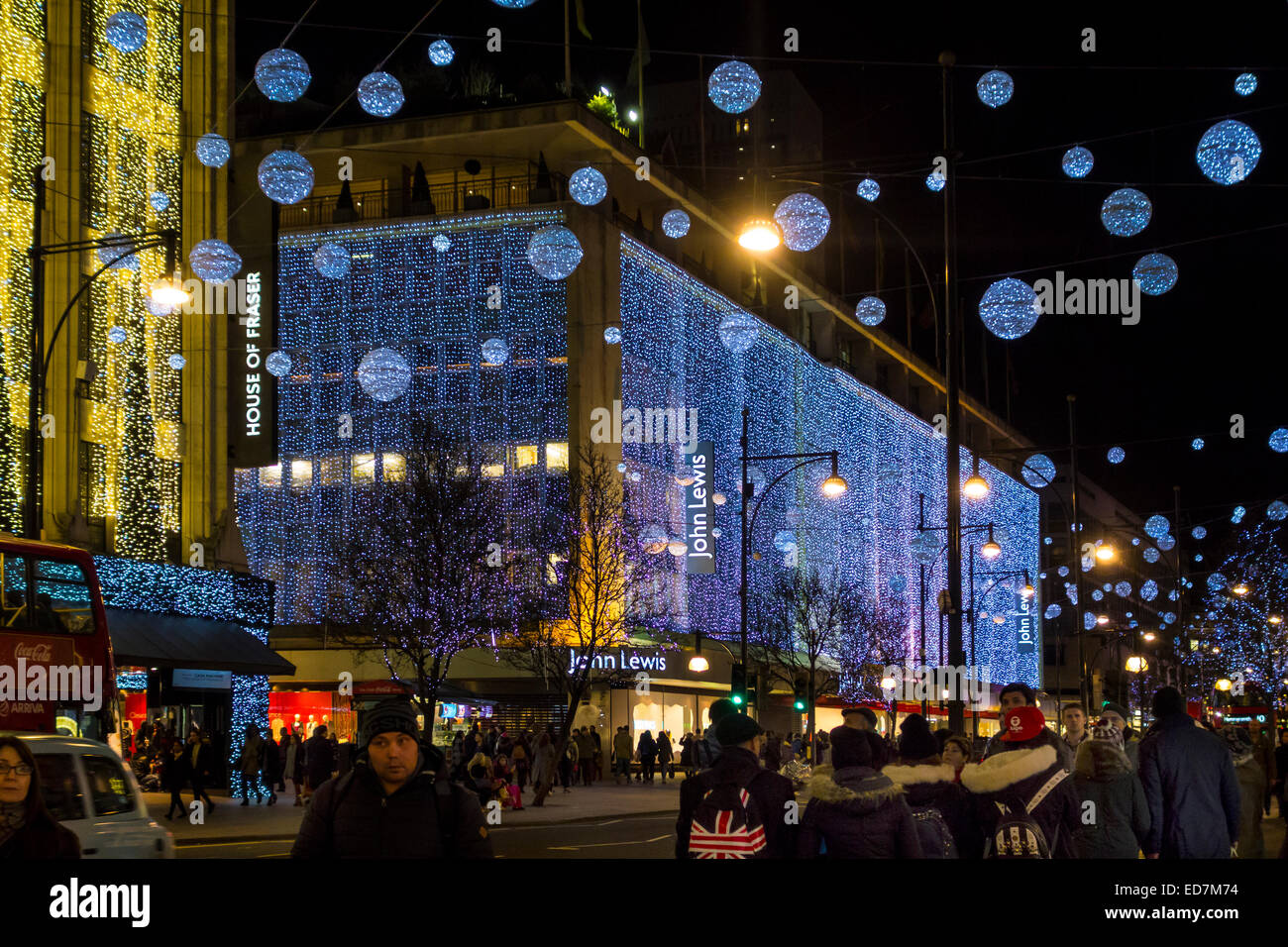 Shoppers in Oxford Street, Christmas Eve. Stock Photo