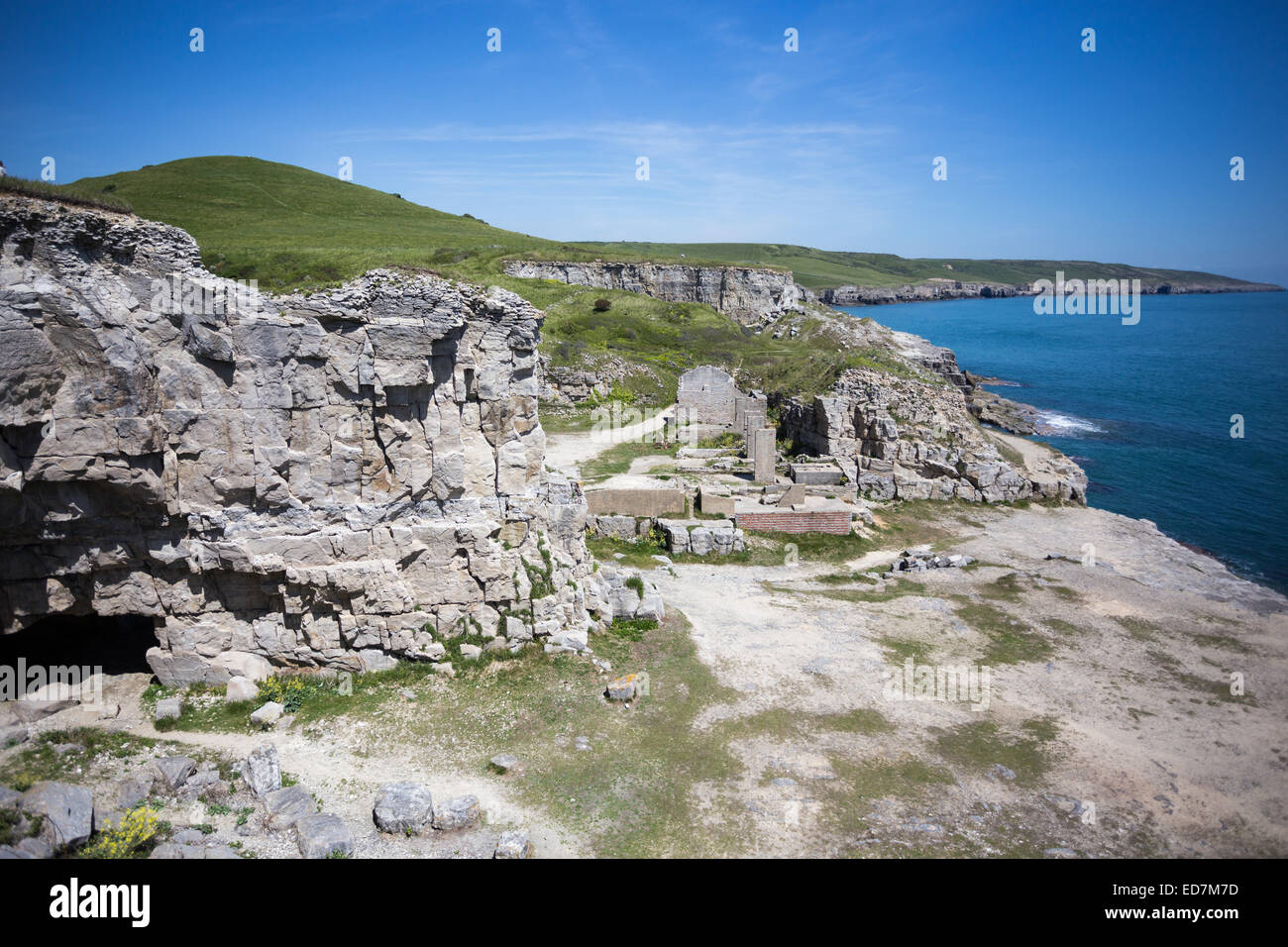 Old stone quarries on the coast in Purbeck Dorset UK Stock Photo Alamy