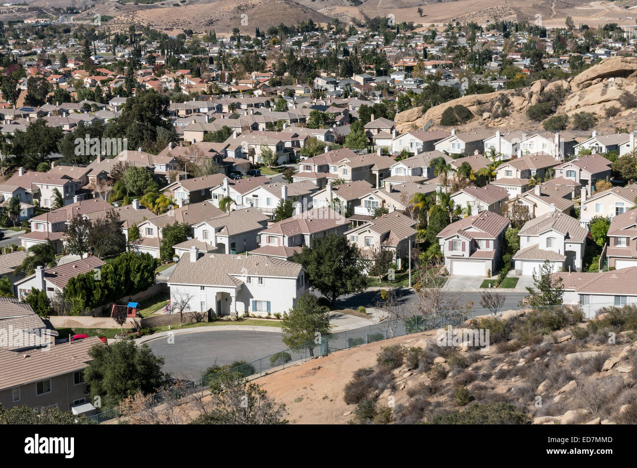Suburban housing near Los Angeles in Southern California. Stock Photo