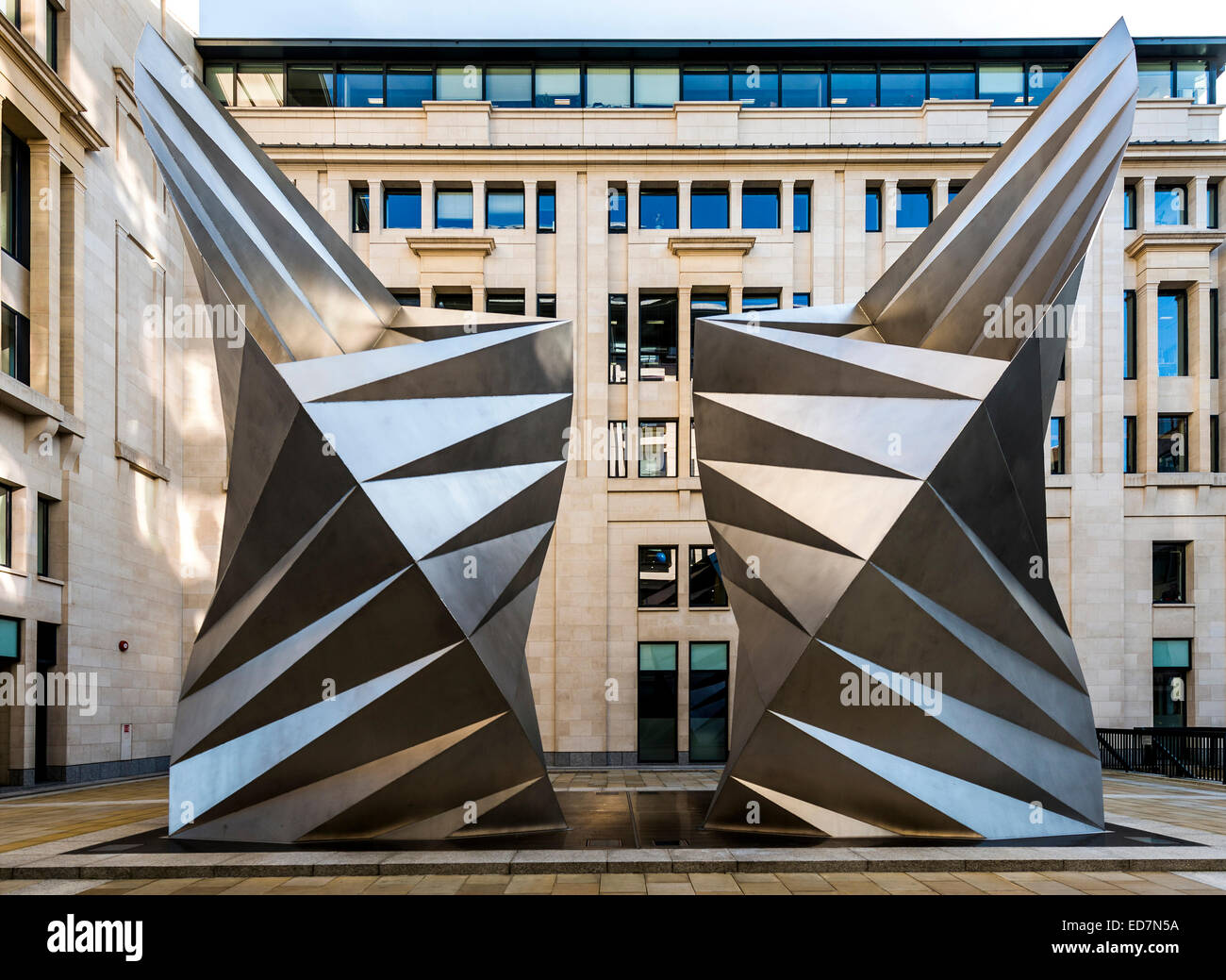 Modern artwork sculpture on Ave Maria Lane in the City of London Stock Photo