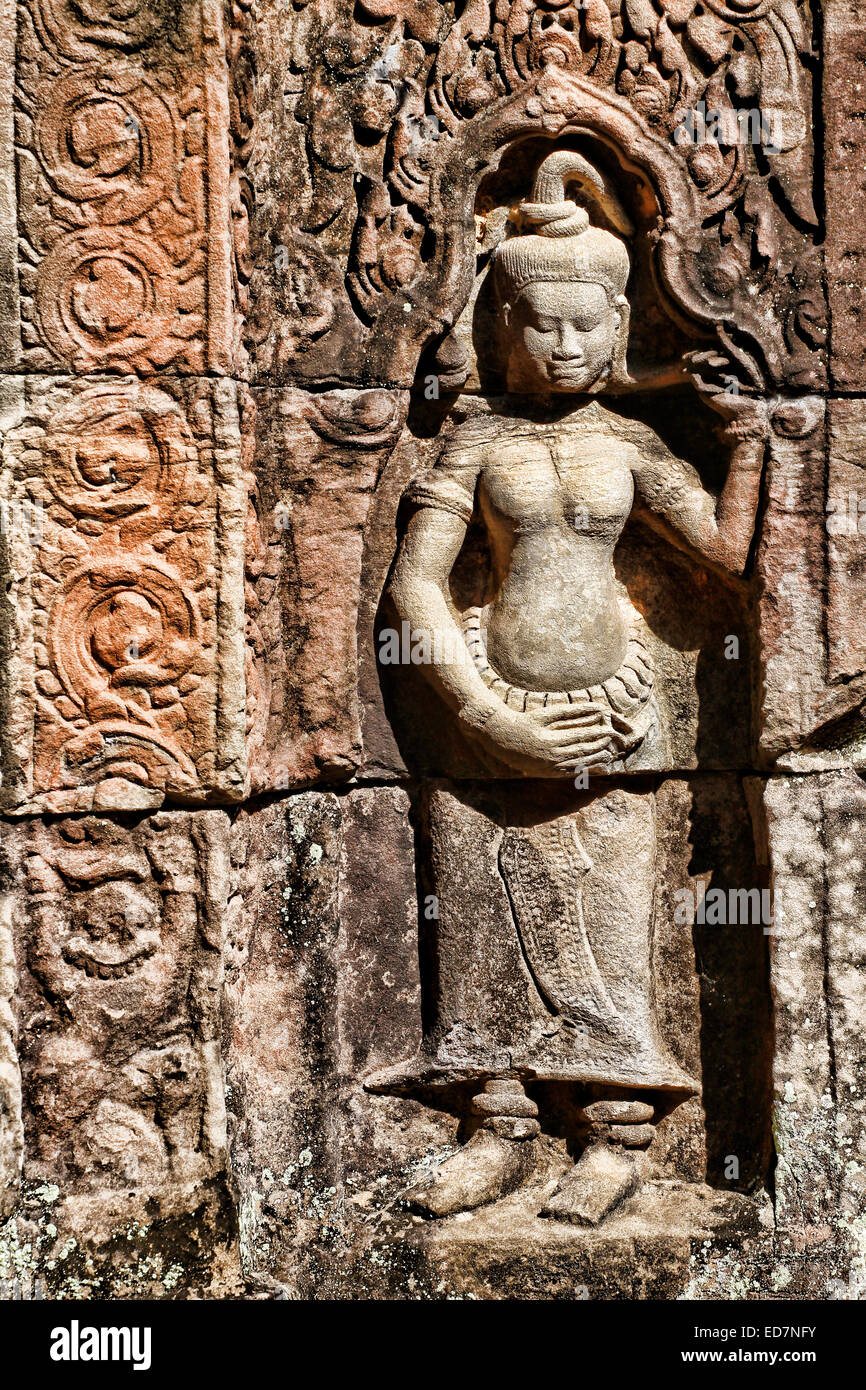 Apsara in Ta Som temple, Angkor, Cambodia Stock Photo
