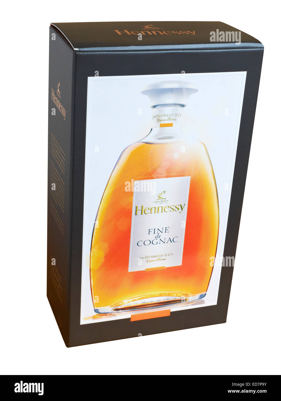 Hennessy fine cognac in gift box Stock Photo