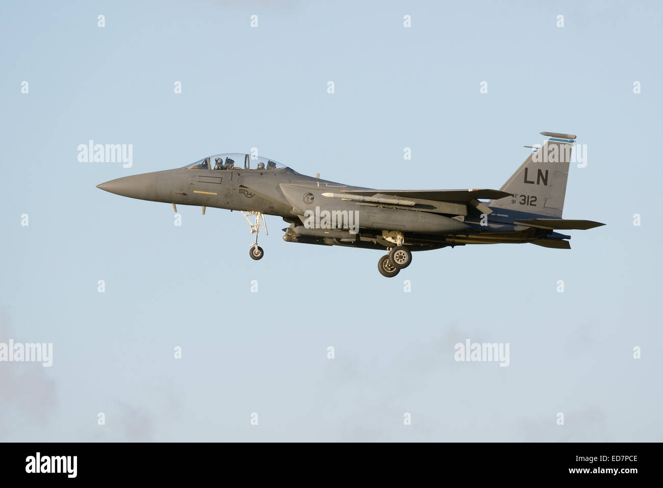 USAF McDonnall Douglas F-15E Strike Eagle on final approach Stock Photo