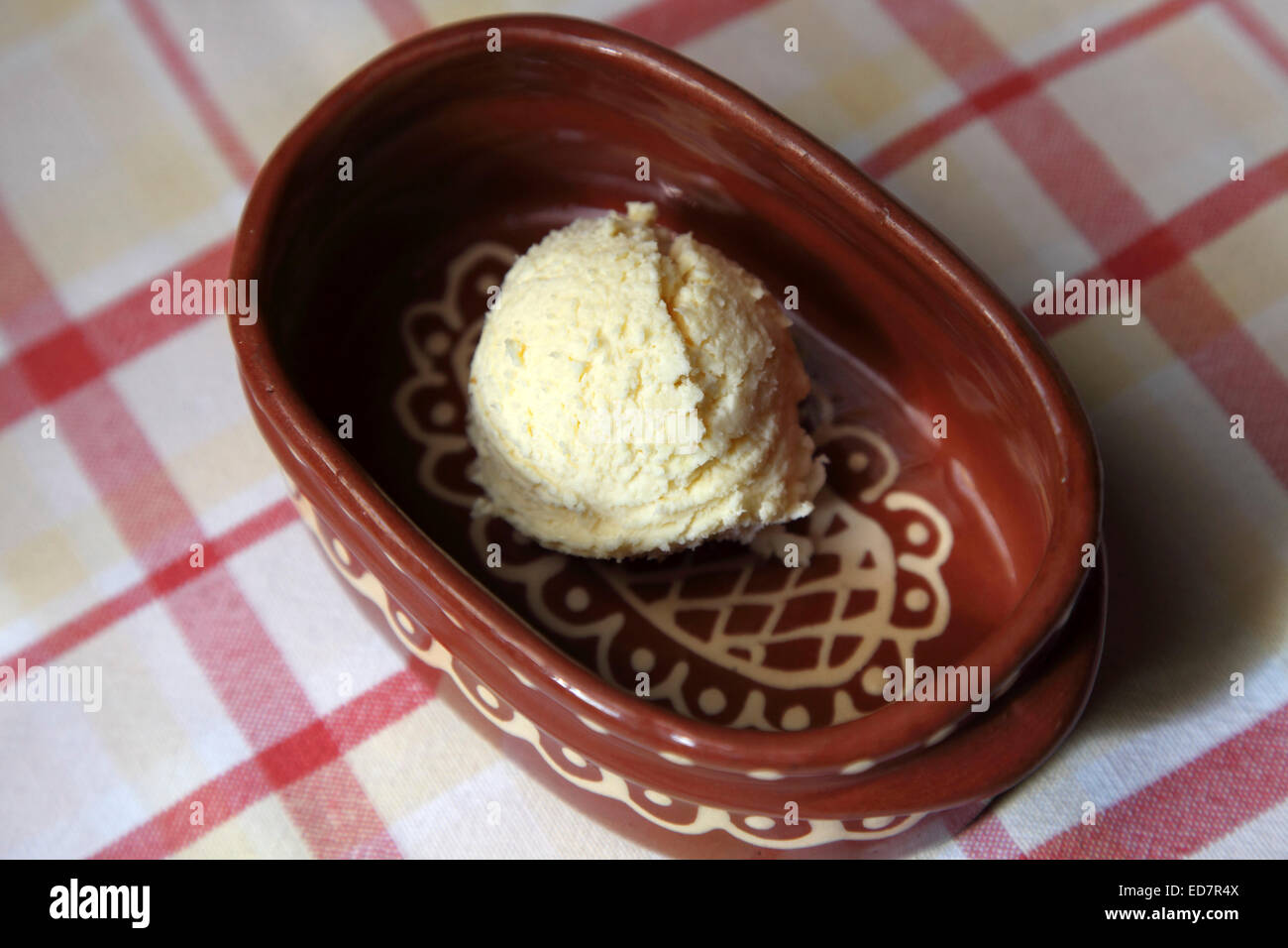 Kaymak (fresh cheese) served in Novy Sad, Serbia. The dish is