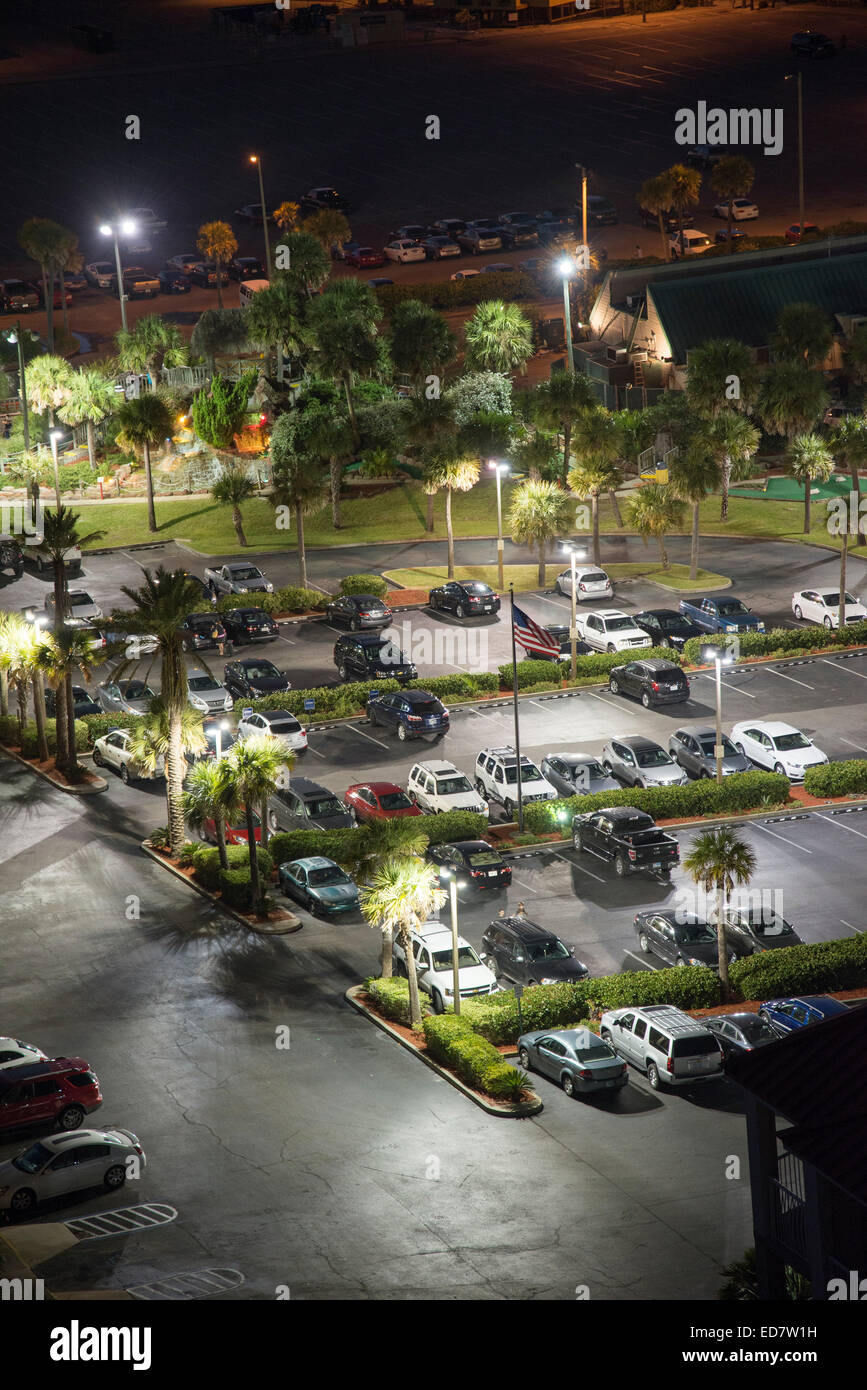Floodlit car parking lot Florida USA Stock Photo Alamy
