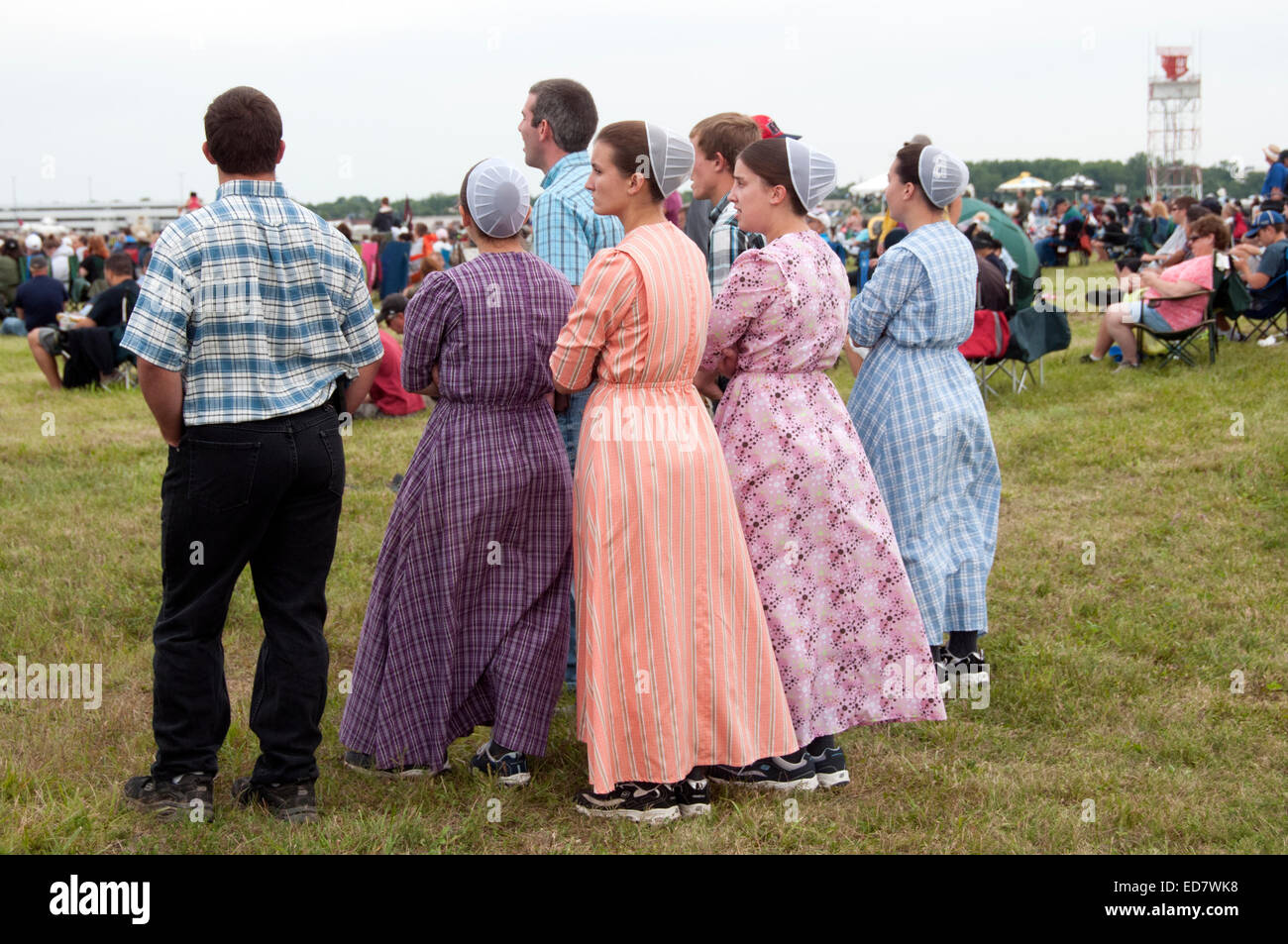 Amish teenagers at airshow. Stock Photo