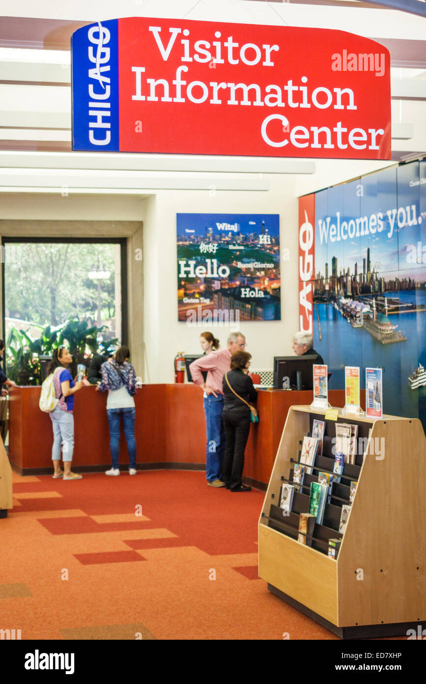 Chicago Illinois,Loop,downtown,Chicago Cultural Center,centre,Visitor Information,interior inside,sign,IL140906035 Stock Photo