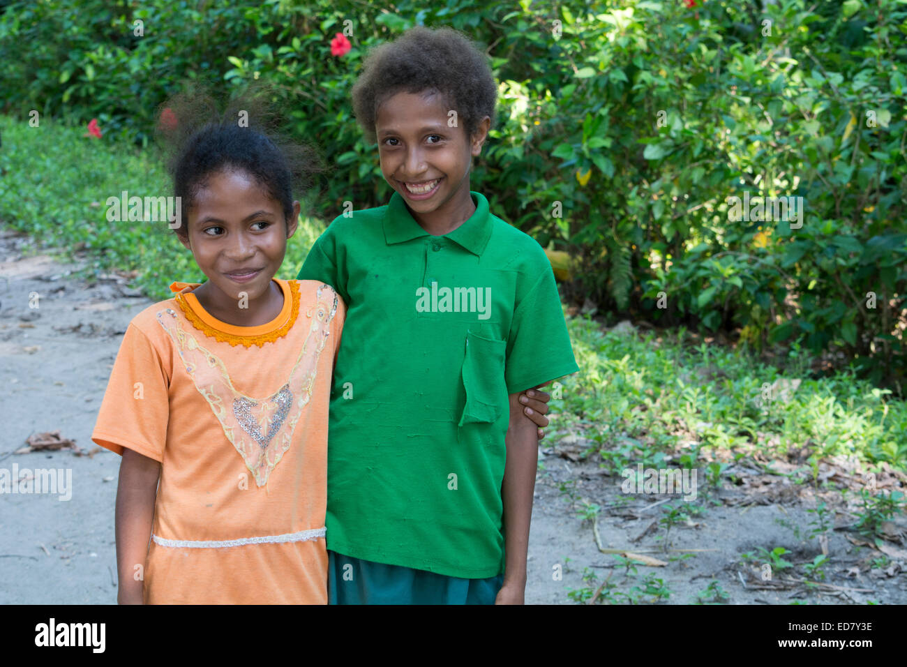 Melanesia, Papua New Guinea, Dobu Island. Local Village School Children ...