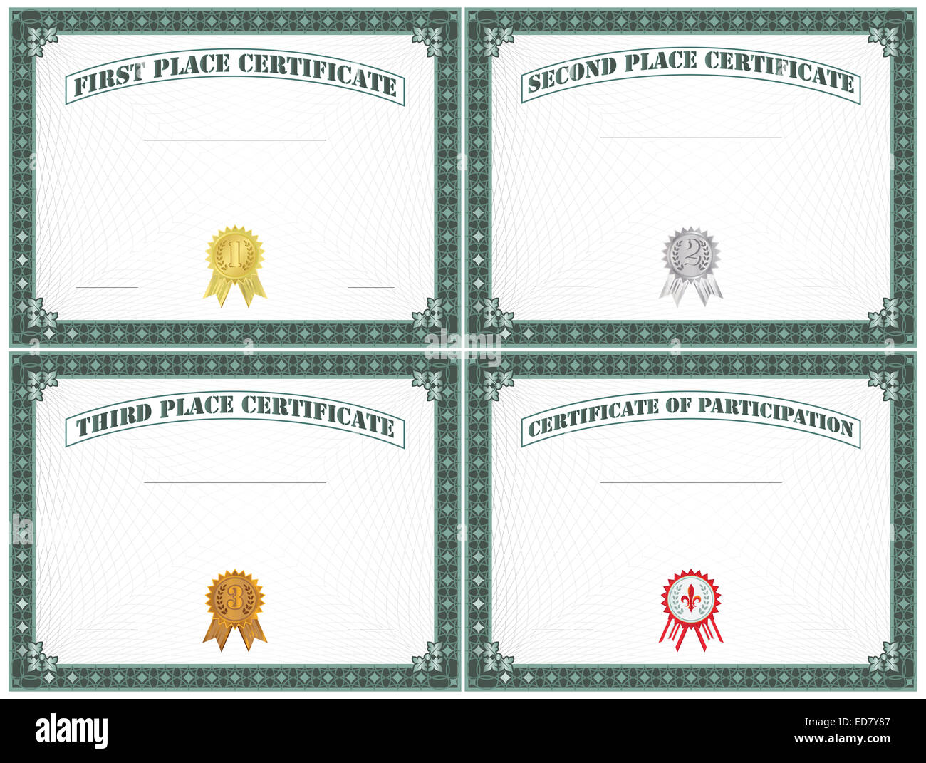Blank Certificate Set Stock Photo