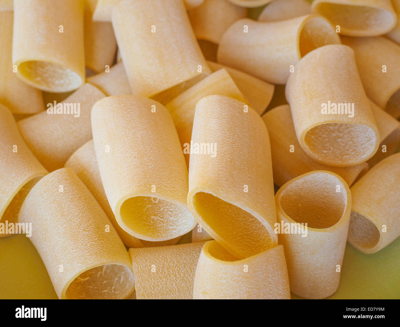 Italian paccheri pasta in the shape of large tubes from Campania and