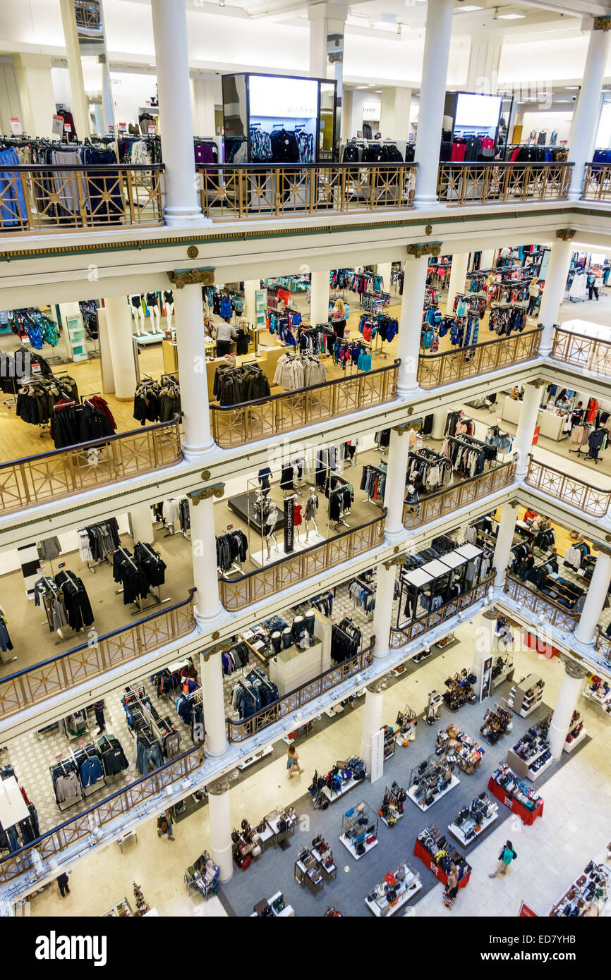 Chicago Illinois,Loop Retail Historic District,downtown,North State Street,Marshall Field & Company building,Macy's,interior inside,shopping shopper s Stock Photo