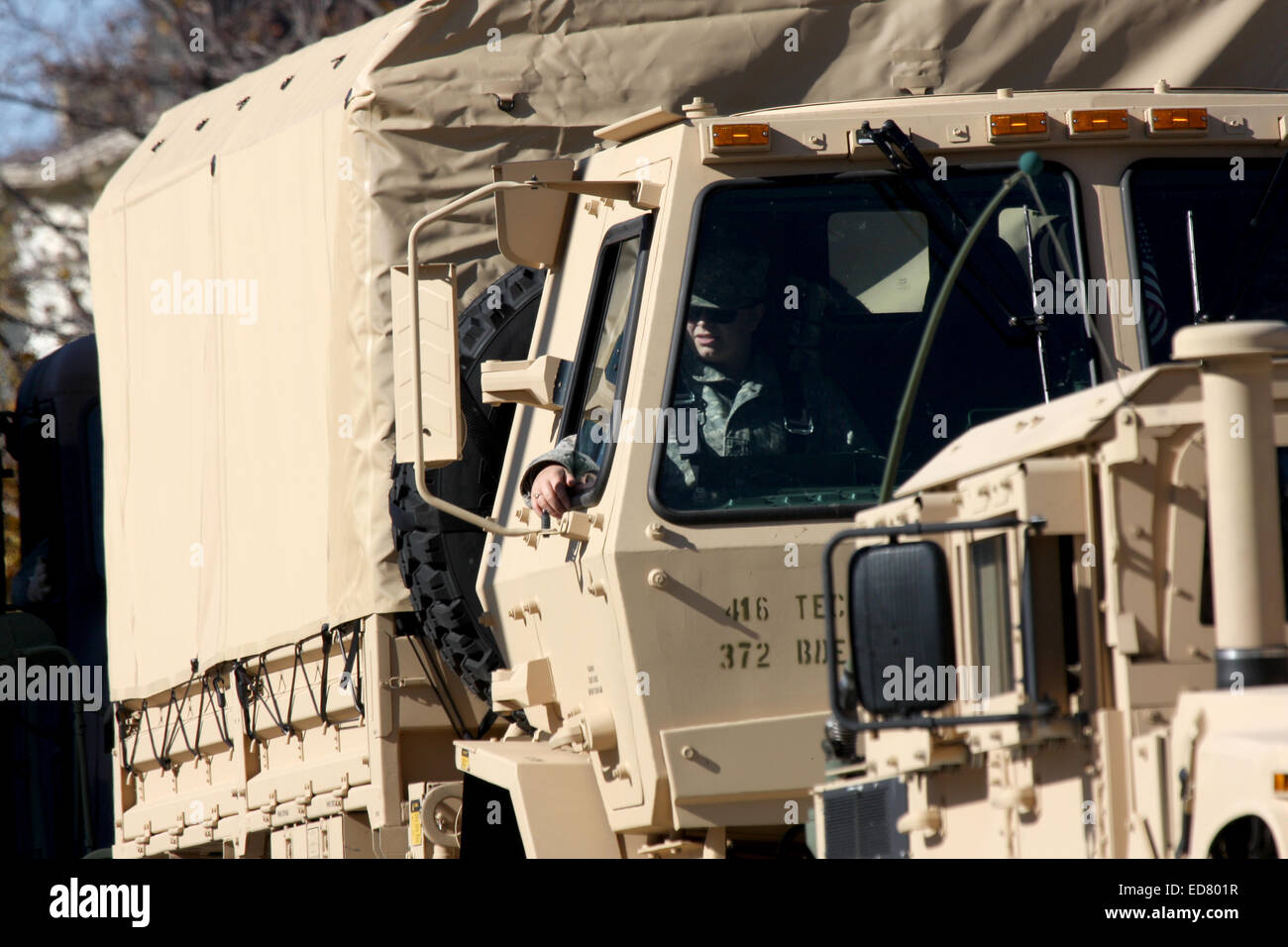 US Military Army Truck Caravan Stock Photo