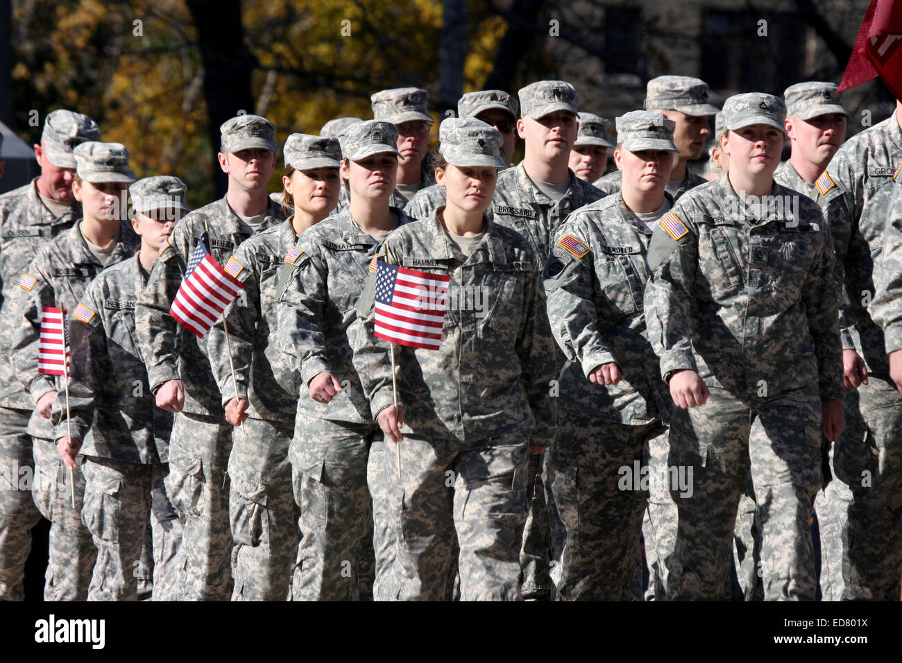 US Army soldiers marching in the Milwaukee Veterans Parade Stock Photo