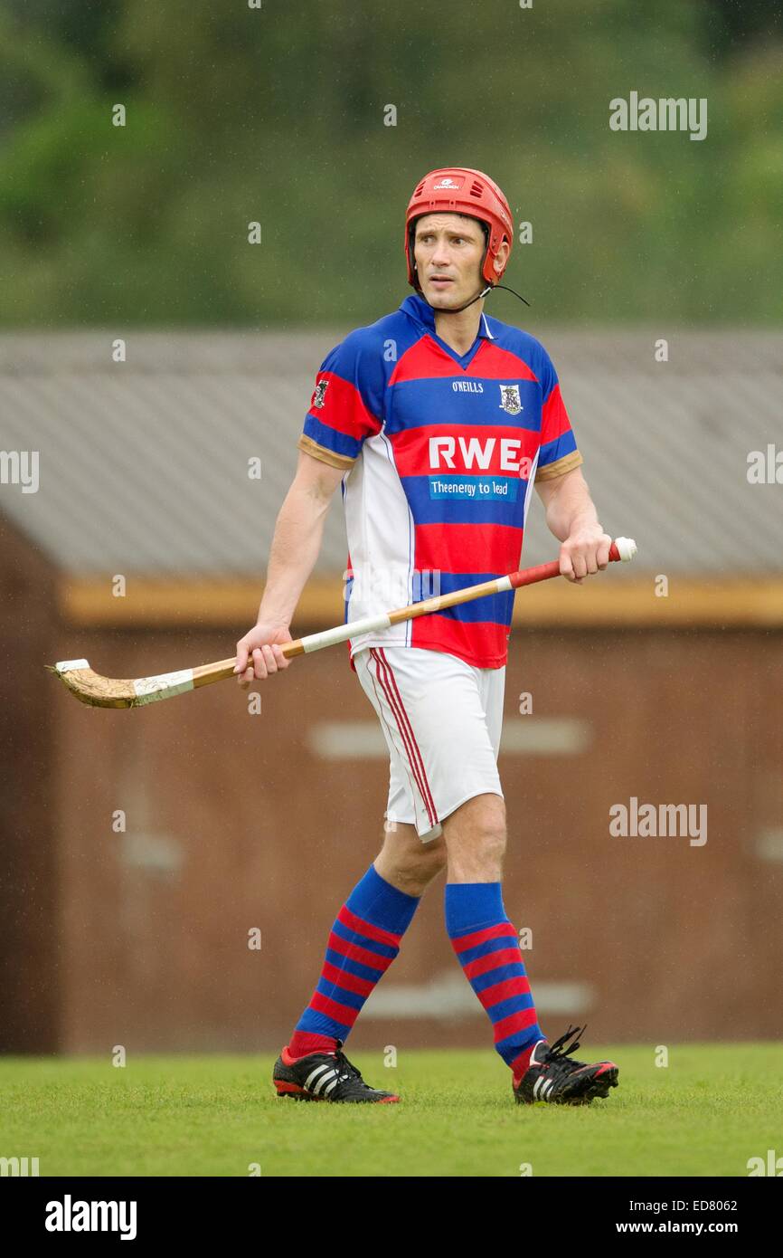 Kingussie shinty player Ronald Ross MBE pictured in season 2014. Stock Photo