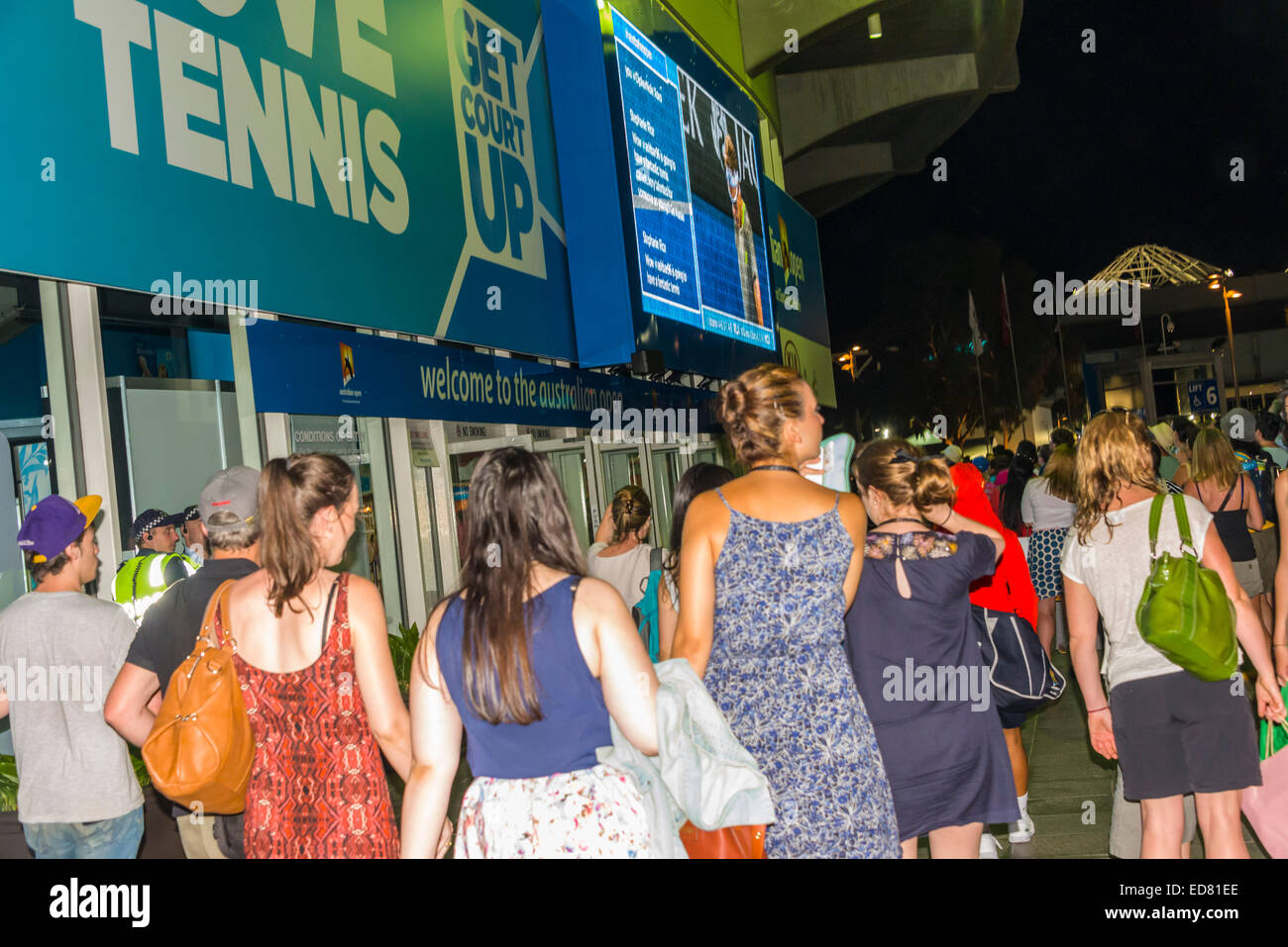 tennis australian open rod lever arena fans outside after match on way home Stock Photo
