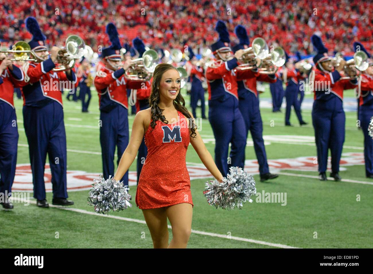 Atlanta, GA, USA. 31st Dec, 2014. An Ole Miss cheerleader during the