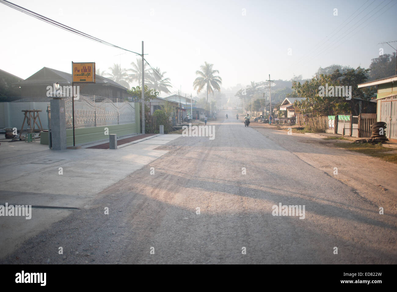 Street view of Loikaw in the early morning Stock Photo