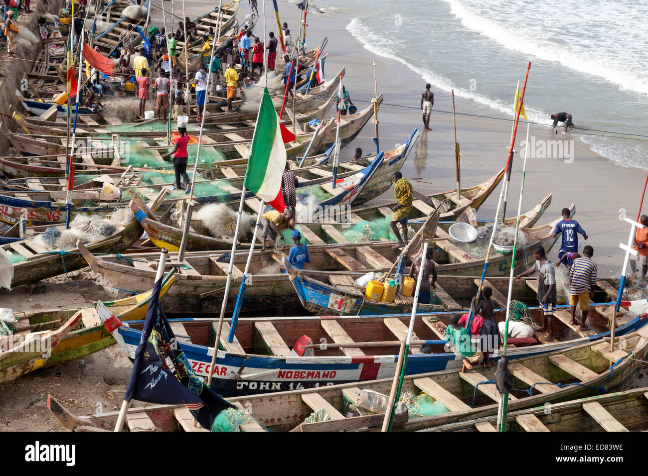 Fishing boats at Cape Coast, Ghana, Africa Stock Photo