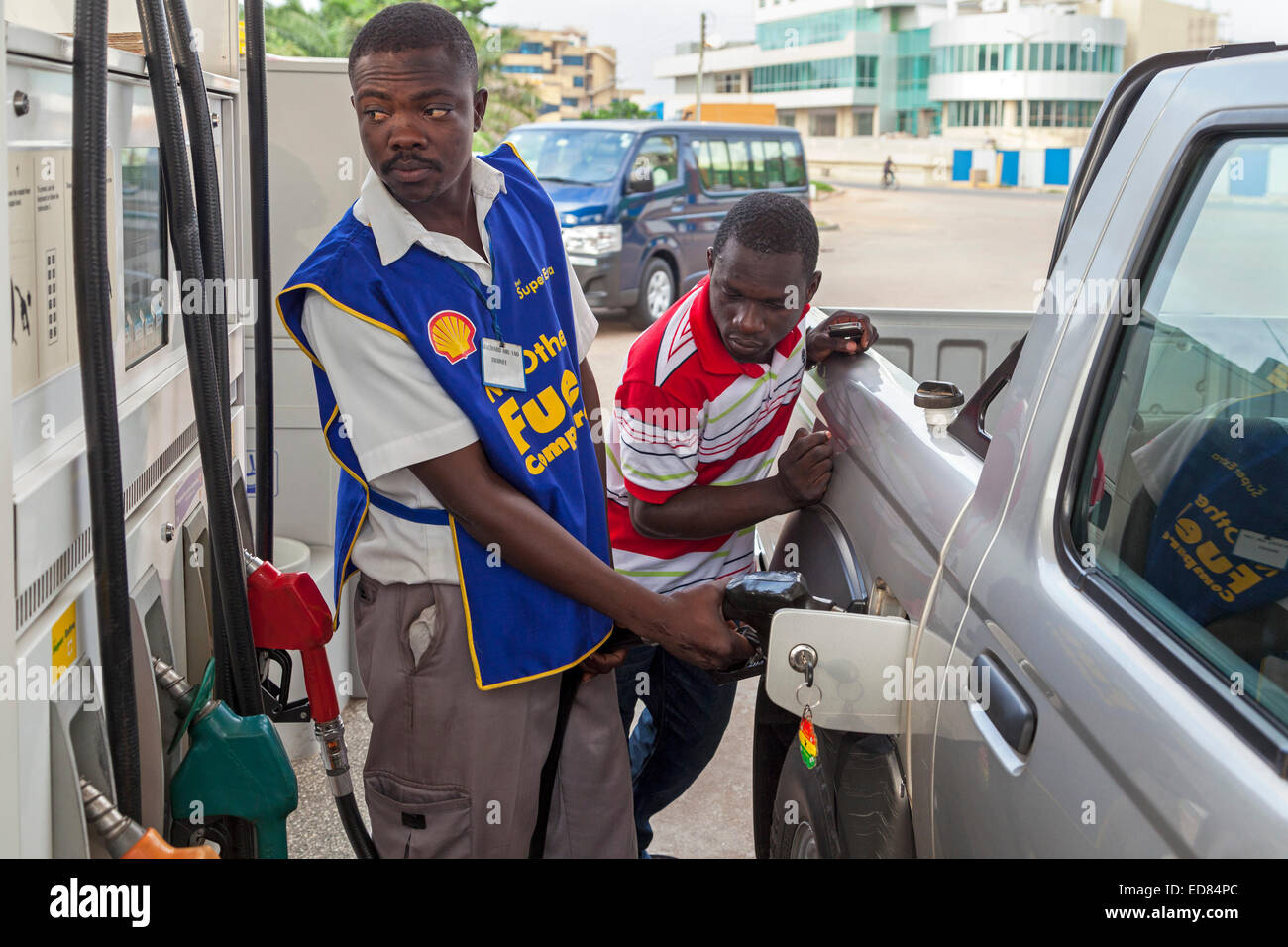Petrol filling station, Accra, Ghana, Africa Stock Photo Alamy