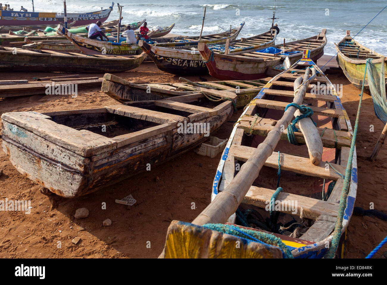 Fishing boats at Prampram, Greater Accra, Ghana, Africa Stock Photo