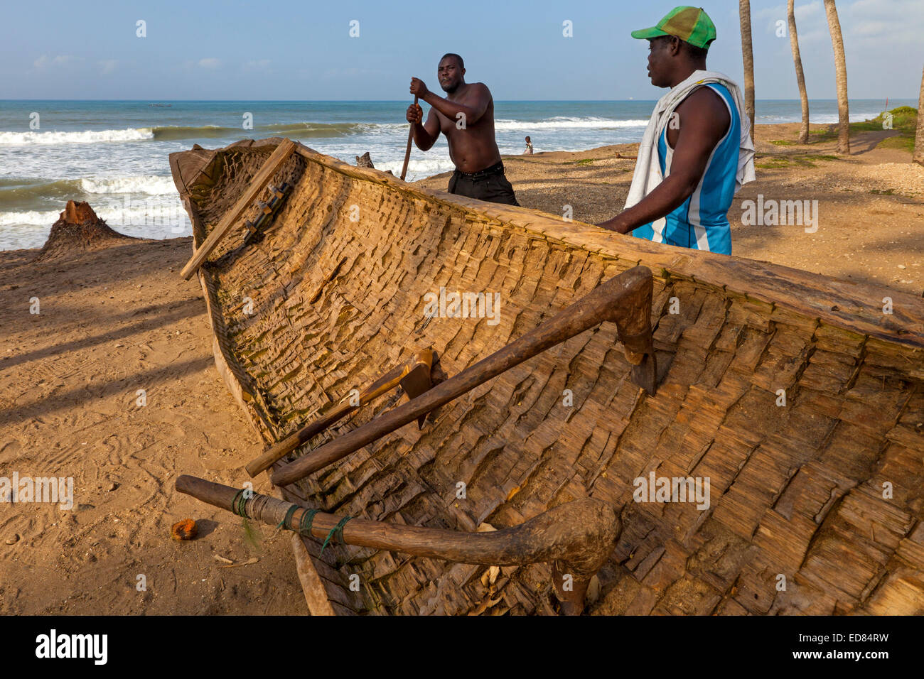 Building fishing boats at Prampram, Greater Accra, Ghana, Africa Stock Photo